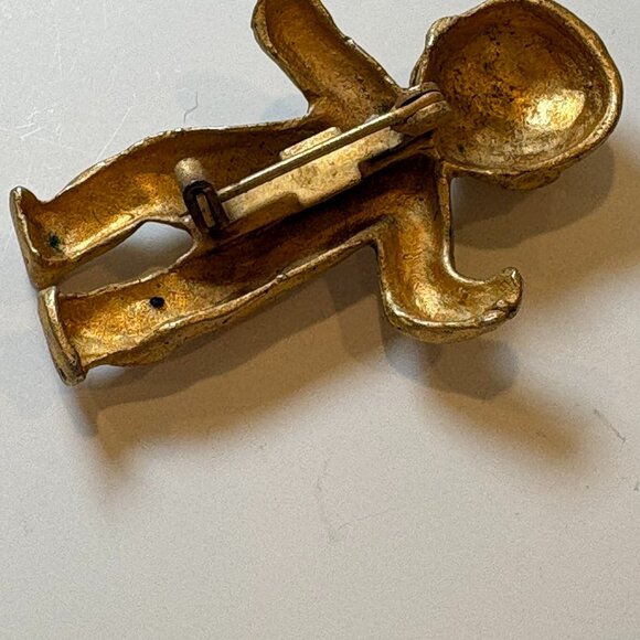 Vintage Allison Mager Gold Tone Baby Brooch Unique Statement Costume Jewelry - Picture 2 of 11
